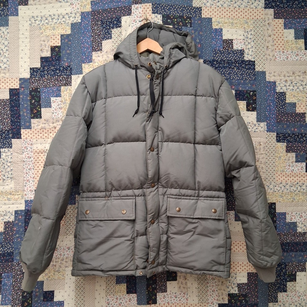 Vintage 80s Eddie Bauer Goose Down‎ Expedition Parka Jacket Gray Size Small